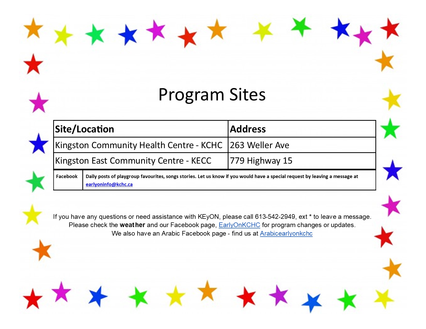 Early ON Dec 22 Jan 3 Addresses