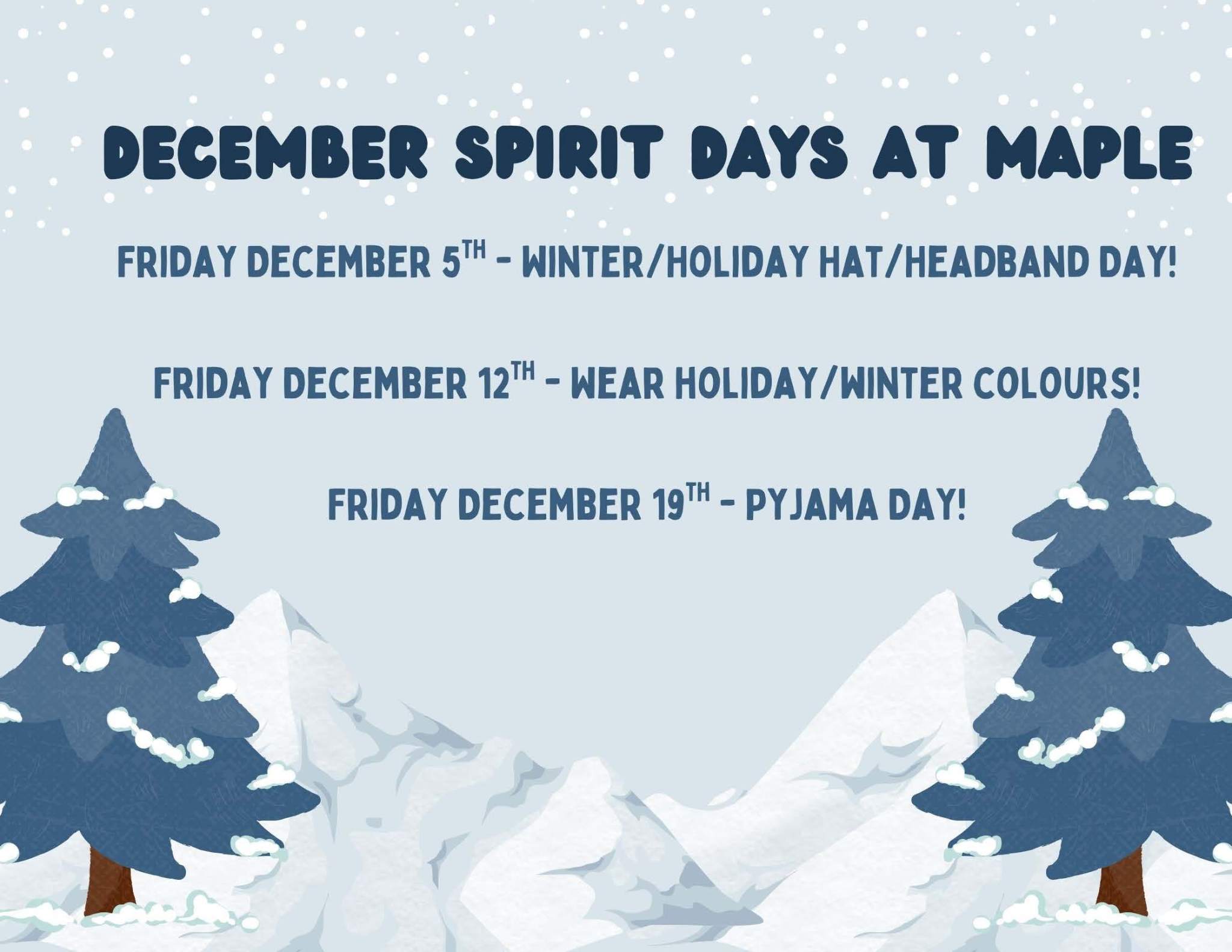 December 2025 Spirit Days