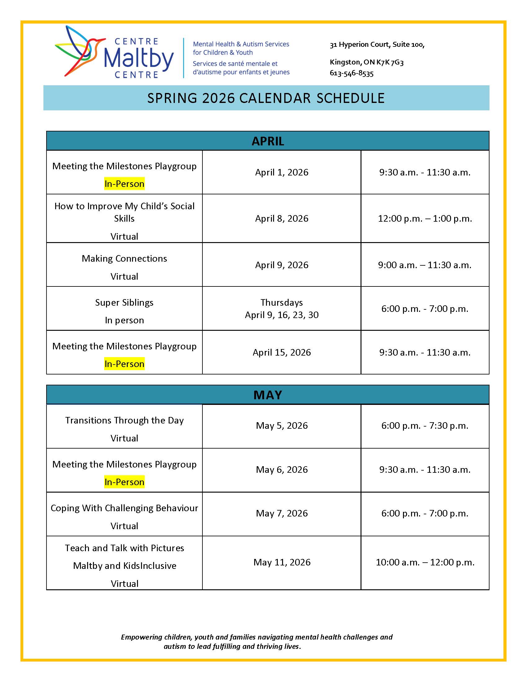 Foundational Family Services Spring 2026 Page 02