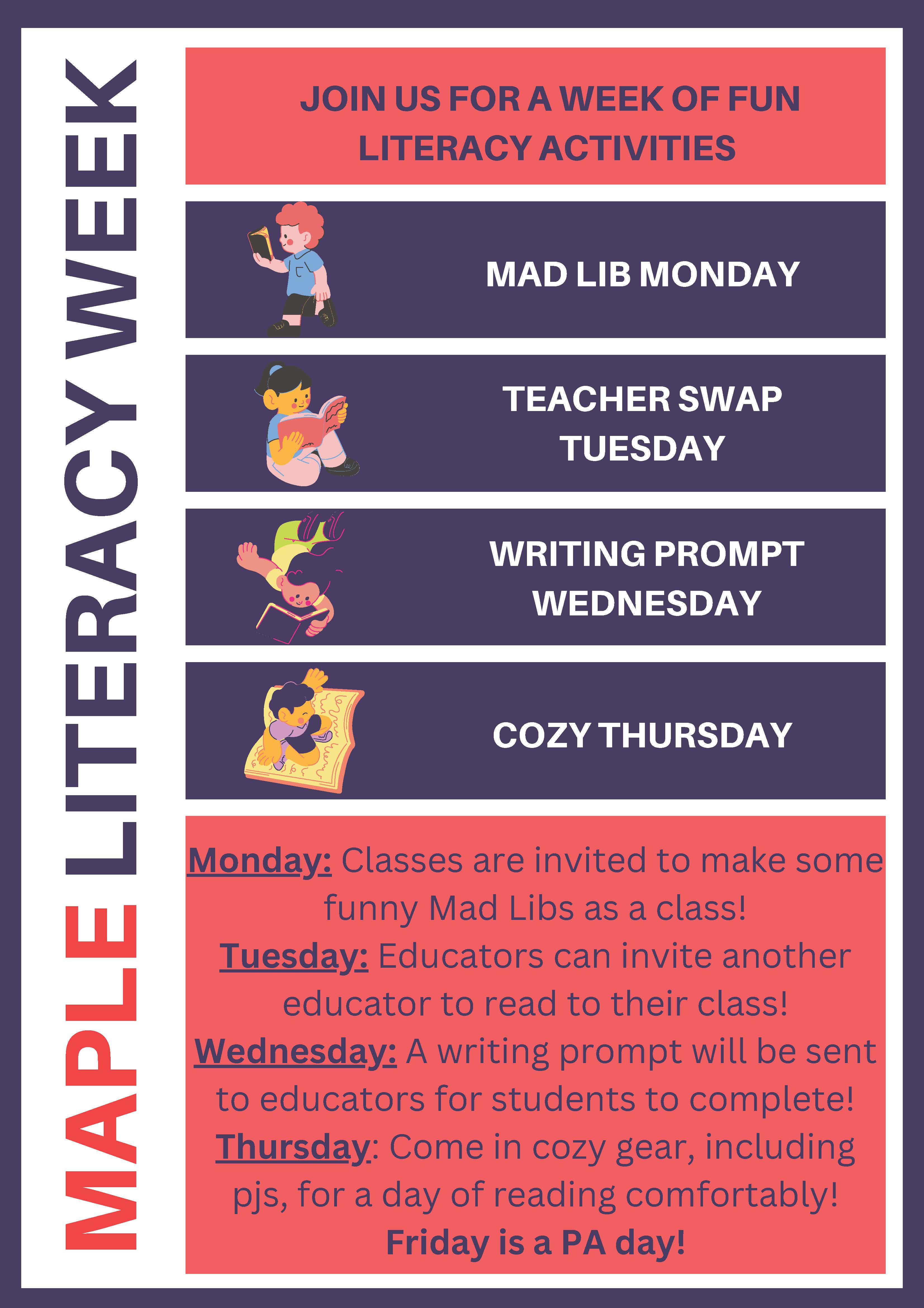 Maple Literacy week poster