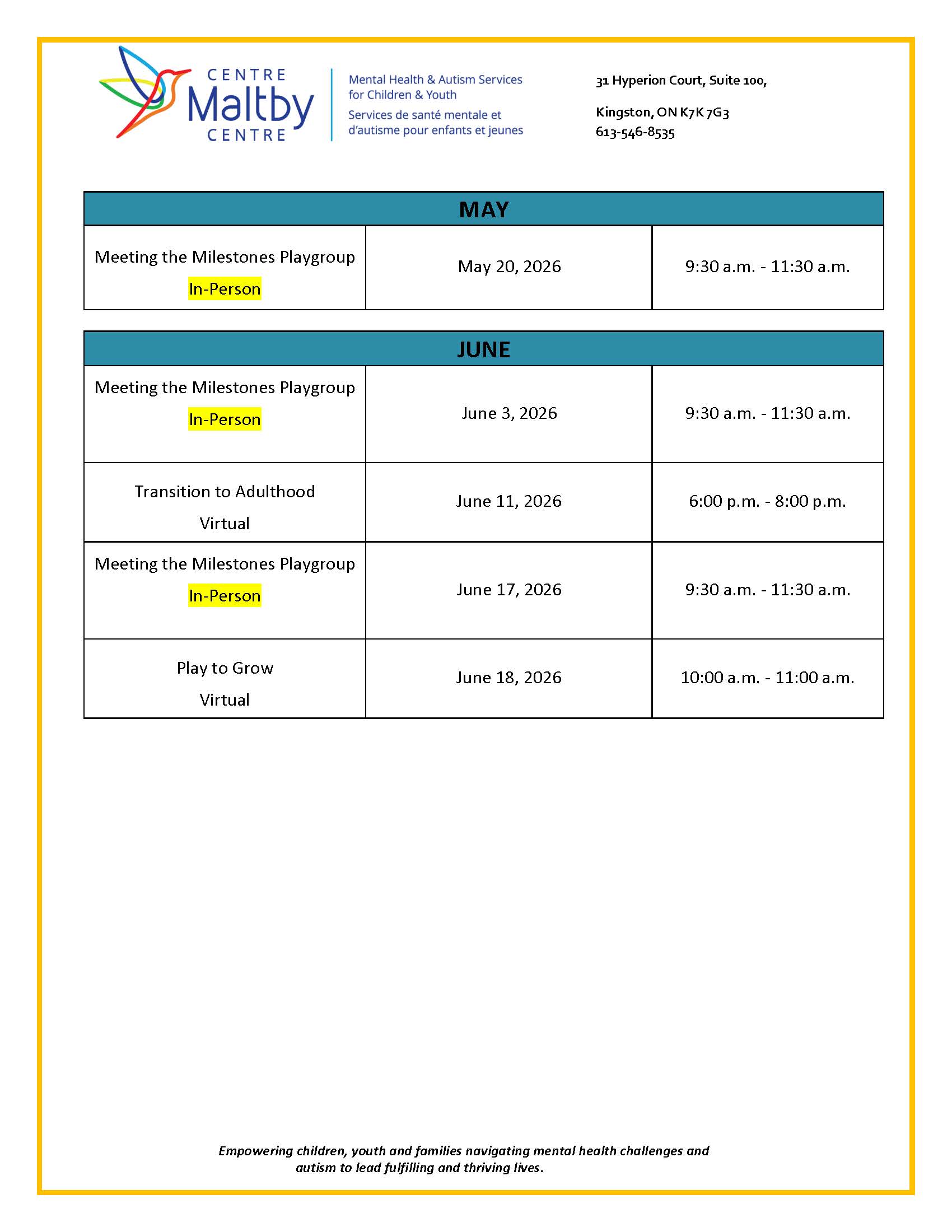 Foundational Family Services Spring 2026 Page 03